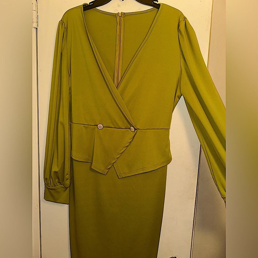 SHEIN Green Peplum Dress.